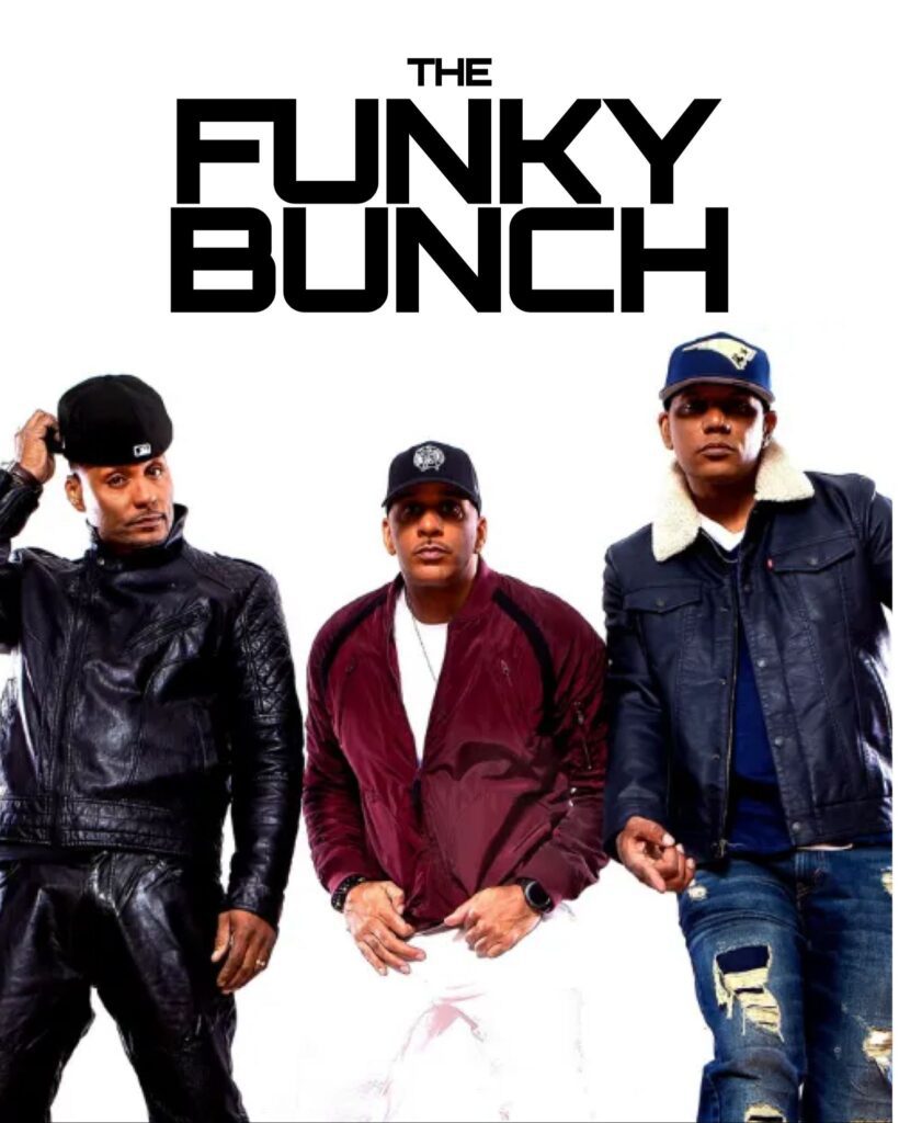 Three men posing under "The Funky Bunch.
